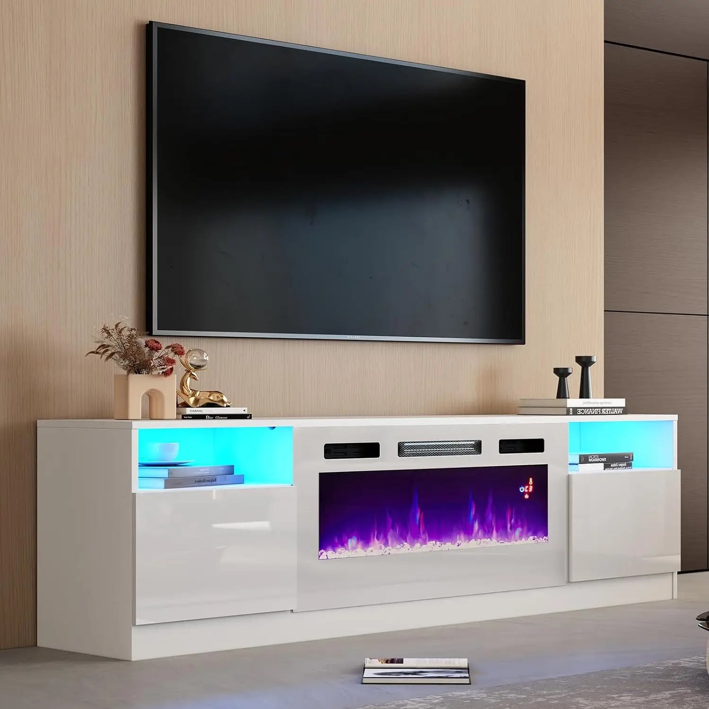 80" TV Stand Electric Fireplace,