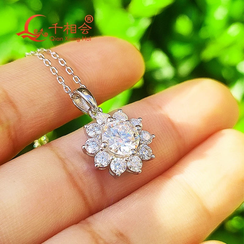 Sunflower moissanite stone pendant