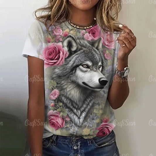 3d Wolf Print Women's Clothing