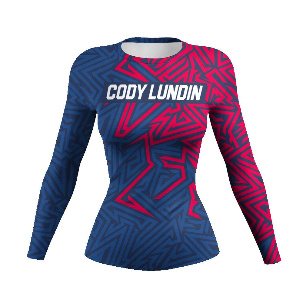 Cody Lundin Sportswear Long Sleeve Jiu Jitsu Rashguard UPF 50+ Quick Dry High Neck UV Sun Protection Shirts Surfing Swim Shirt