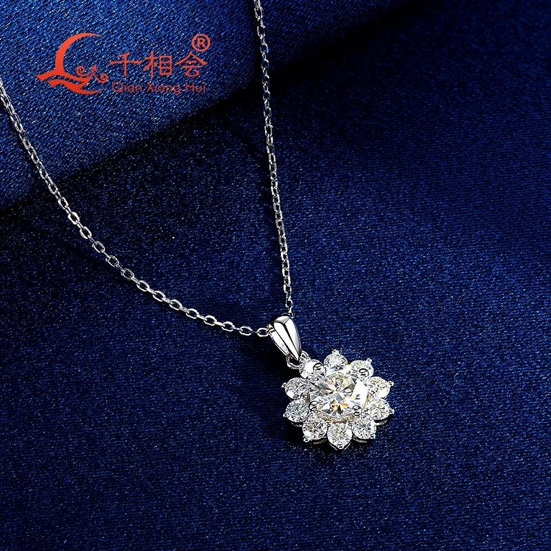 Sunflower moissanite stone pendant