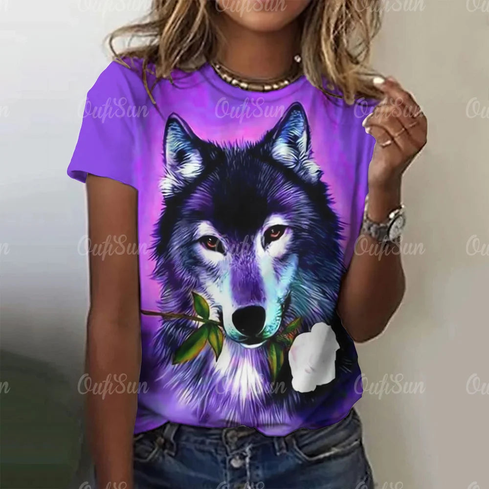 3d Wolf Print Women's Clothing