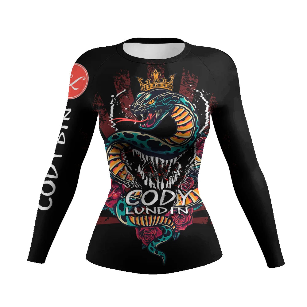 Cody Lundin Sportswear Long Sleeve Jiu Jitsu Rashguard UPF 50+ Quick Dry High Neck UV Sun Protection Shirts Surfing Swim Shirt