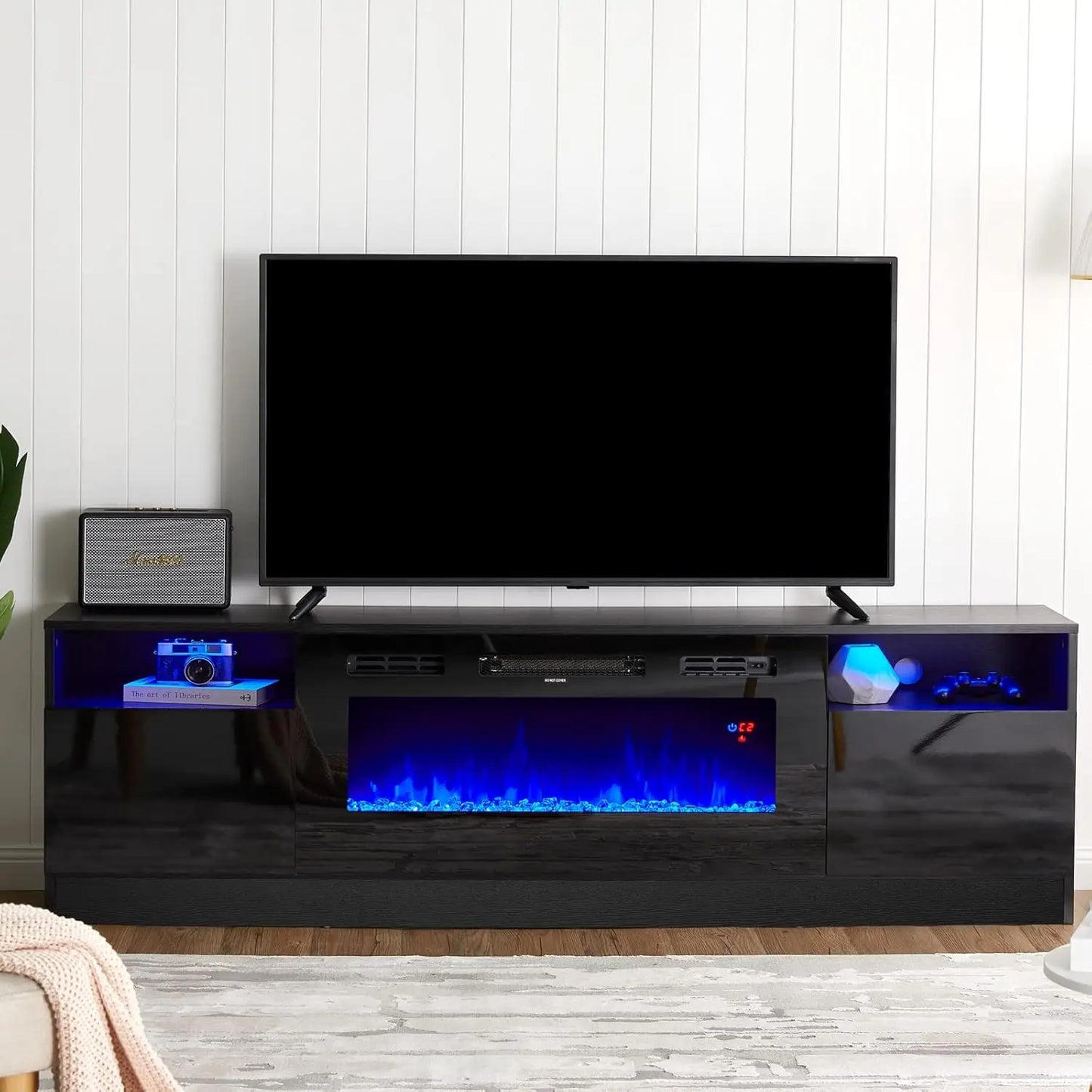 80" TV Stand Electric Fireplace,