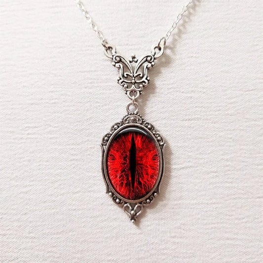 Gothic Blood Red Cat Eyes Pendant